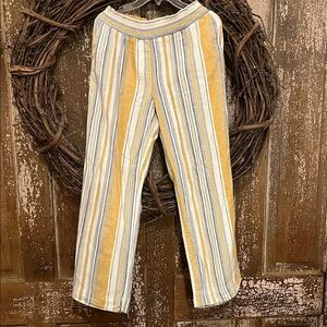 Striped Yellow and White Women's Pants